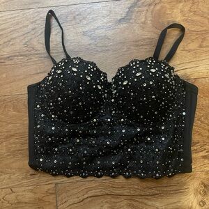Elegant Black Sequin Bustier